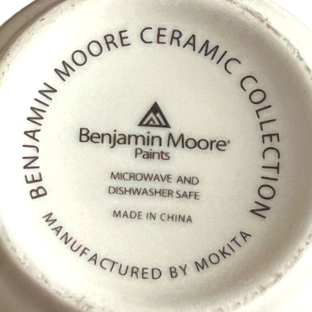 SET of FOUR 4 Oversized Benjamin Moore Ceramic Polka Dot Mugs Cups Large Handled - Picture 7 of 7